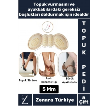 Premium Ayak Topuk Vurma Taban Arkası Koruyucu Ayakkabı Boşluk Doldurma Daraltma Pedi 5 Mm 5 Çift