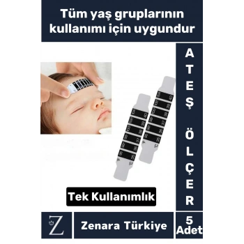 Kompakt Tüm Yaşlar İçin Şerit Bükülebilir Hafif Tek Kullanımlık Çocuk Bebek Yaşlı Ateş Ölçer 5 Adet