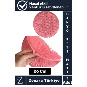 Premium Esnek Masaj Etkili Sabitlenebilir Vantuzlu Askı Delikli Yuvarlak Sırt Ayak Banyo Kese Matı