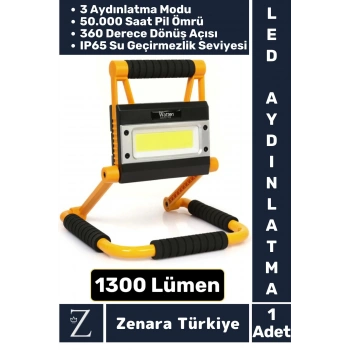 Premium Uzun Ömürlü Kamp Avcı Deprem 3 Modlu 360 Derece Döner Şarjlı 1300 Lümen LED AYDINLATMA
