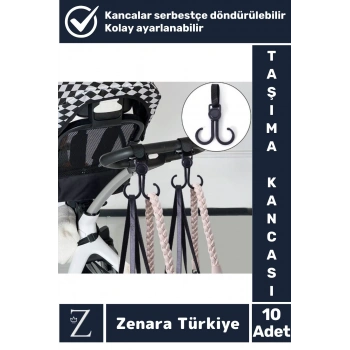 Premium Portatif Kolay Kullanım Poşet Taşıma Bisiklet Bebek Arabası Çok Amaçlı Taşıma Kancası 10adet