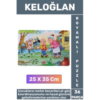 Premium Eğlenceli El Göz Koordinasyonu Motor Becerisi 36 Parça Boyamalı Puzzle KELOĞLAN
