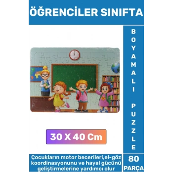 Premium Eğlenceli El Göz Koordinasyonu Motor Becerisi 80 Parça Boyamalı Puzzle ÖĞRENCİLER SINIFTA