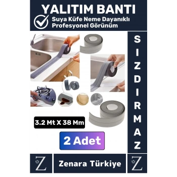 Premium Ekstra Dayanıklı Pvc Yağ Kenar Küf Önleyici Gri Sızdırmaz İzolasyon Bantı 3.2 Mt X 2 Adet