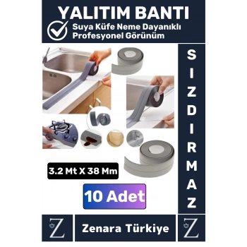 Premium Ekstra Dayanıklı Pvc Yağ Kenar Küf Önleyici Gri Sızdırmaz İzolasyon Bantı 3.2 Mt X 10 Adet