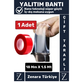 Premium Nano Teknoloji Süper Güçlü Tamir Cam İç Dış Mekan Montaj Çift Taraflı Şeffaf Bant 1.5 Metre