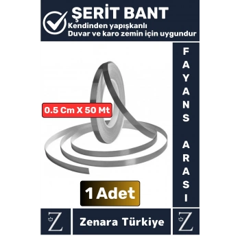 Premium Güçlü Kendinden Yapışkanlı Su Geçirmez Fayans Arası Şerit Derz Bant 0.5 Cm X 50 Metre