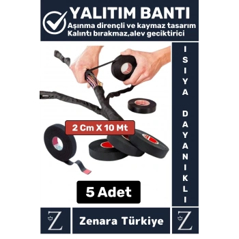 Isıya Dayanıklı Yüksek Aşınma Dirençli Kalıntı Bırakmaz Kaymaz Alev Geciktirici Bant 10 MetreX5 Adet