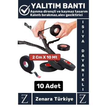 Isıya Dayanıklı Yüksek Aşınma Dirençli Kalıntı Bırakmaz Alev Geciktirici Bant 10 Metre X 10 Adet
