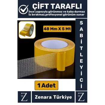 Ultra Güçlü Halı Kilim Kayma Önleyici Sabitleme Yapıştırma Kaymaz Çift Taraflı Bant 48 Mm X 5 Metre