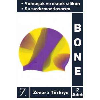 Premium Su Geçirmez Elastik Yumuşak Yüzücü Havuz Deniz Yüzme Şapkası Esnek Silikon Bone 2Li SET