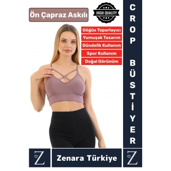 Luxery Göğüs Toparlayan Sarkma Önleyen Spor Gündelik Kullanım Ön Çapraz Askılı Micro Crop Büstiyer