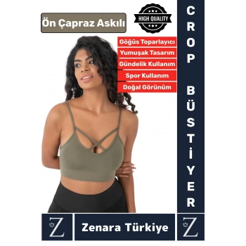 Luxery Göğüs Toparlayan Sarkma Önleyen Spor Gündelik Kullanım Ön Çapraz Askılı Micro Crop Büstiyer