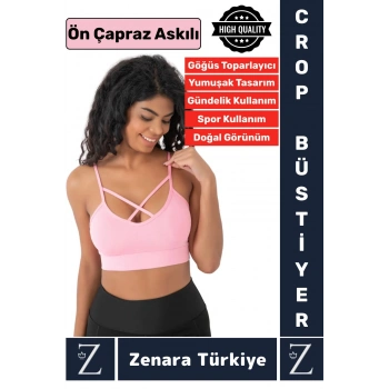 Luxery Göğüs Toparlayan Sarkma Önleyen Spor Gündelik Kullanım Ön Çapraz Askılı Micro Crop Büstiyer