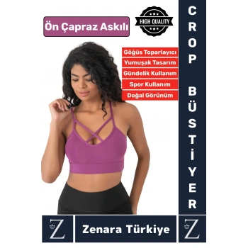 Luxery Göğüs Toparlayan Sarkma Önleyen Spor Gündelik Kullanım Ön Çapraz Askılı Micro Crop Büstiyer