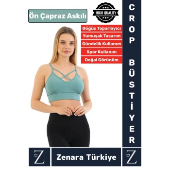 Luxery Göğüs Toparlayan Sarkma Önleyen Spor Gündelik Kullanım Ön Çapraz Askılı Micro Crop Büstiyer