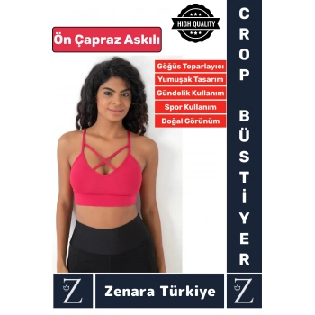 Luxery Göğüs Toparlayan Sarkma Önleyen Spor Gündelik Kullanım Ön Çapraz Askılı Micro Crop Büstiyer