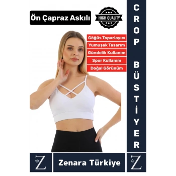 Luxery Göğüs Toparlayan Sarkma Önleyen Spor Gündelik Kullanım Ön Çapraz Askılı Micro Crop Büstiyer