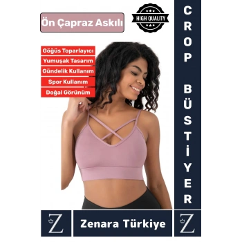 Luxery Göğüs Toparlayan Sarkma Önleyen Spor Gündelik Kullanım Ön Çapraz Askılı Micro Crop Büstiyer