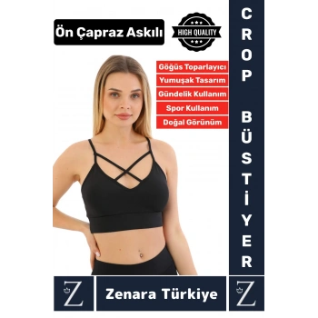 Luxery Göğüs Toparlayan Sarkma Önleyen Spor Gündelik Kullanım Ön Çapraz Askılı Micro Crop Büstiyer