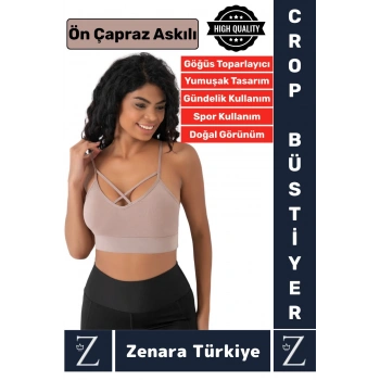 Luxery Göğüs Toparlayan Sarkma Önleyen Spor Gündelik Kullanım Ön Çapraz Askılı Micro Crop Büstiyer