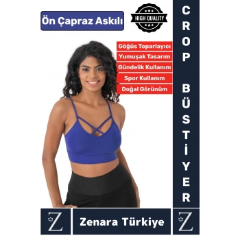 Luxery Göğüs Toparlayan Sarkma Önleyen Spor Gündelik Kullanım Ön Çapraz Askılı Micro Crop Büstiyer