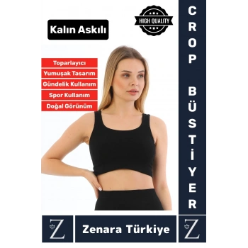 Yüksek Kaliteli Göğüs Toparlayan Sarkma Önleyen Gündelik Spor Kullanım Kalın Askılı Crop Büstiyer