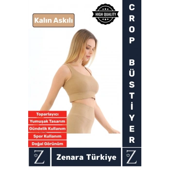 Yüksek Kaliteli Göğüs Toparlayan Sarkma Önleyen Gündelik Spor Kullanım Kalın Askılı Crop Büstiyer