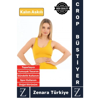 Yüksek Kaliteli Göğüs Toparlayan Sarkma Önleyen Gündelik Spor Kullanım Kalın Askılı Crop Büstiyer