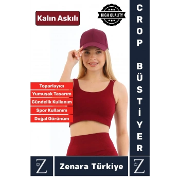 Yüksek Kaliteli Göğüs Toparlayan Sarkma Önleyen Gündelik Spor Kullanım Kalın Askılı Crop Büstiyer