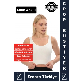 Yüksek Kaliteli Göğüs Toparlayan Sarkma Önleyen Gündelik Spor Kullanım Kalın Askılı Crop Büstiyer