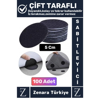 Kendinden Yapışkanlı İz Bırakmaz Tekrar Kullanılabilir Pratik Halı Kilim Kaydırmaz Cırt Bant 100Adet