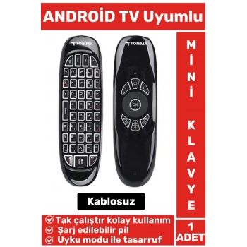 Premium Çok Fonksiyonlu 2.4g Kablosuz Air Mouse ANDROID TV Uyumlu Q Klavyeli Mini Uzaktan Kumanda