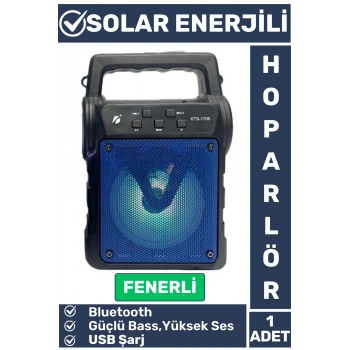 Premium Kompakt Yüksek Ses Güçlü Bass Fenerli Kamp Piknik USB/Solar Enerjili Bluetooth Hoparlör