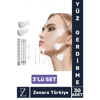 Günlük Kullanım Suya Dayanıklı İpli Yüz Kaş Göz Vücut Gıdı Gerdirme Bantı 3lü Özel Set 30 Adet
