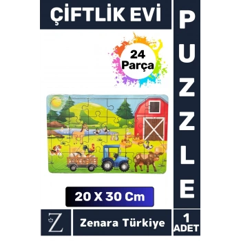 Eğlenceli Eğitici Görsel Algı Problem Çözme Becerisi Çocuk Büyük Boy PUZZLE 24 Parça ÇİFTLİK EVİ