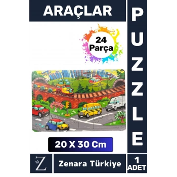 Premium Eğlenceli Eğitici Görsel Algı Problem Çözme Becerisi Çocuk PUZZLE 24 Parça ARAÇLAR