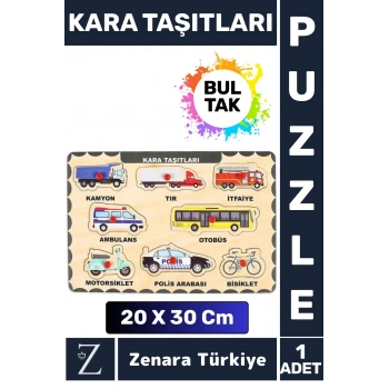 Premium Eğlenceli Eğitici Görsel Algı Problem Çözme Becerisi Çocuk Bul Tak PUZZLE KARA TAŞITLARI