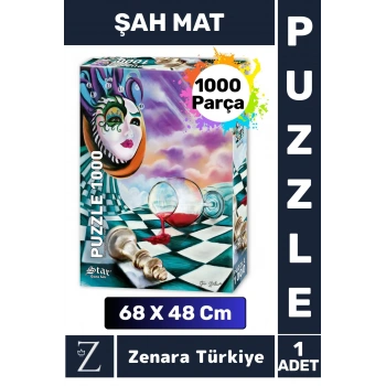 Premium Eğlenceli Eğitici Görsel Algı Problem Çözme Becerisi PUZZLE 1000 Parça ŞAH MAT