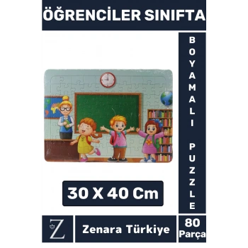 Eğlenceli Eğitici Görsel Algı Motor Beceri Geliştiren Çocuk Boyamalı PUZZLE 80 Pr ÖĞRENCİLER SINIFTA