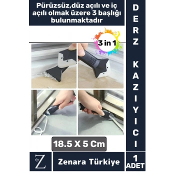Premium Yüksek Kalite Kompakt 3 in 1 Fayans Derz Silikon Kazıyıcı Uygulayıcı 5 Silikon Başlık Hediye