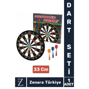 Premium Genç Yetişkin Çocuk Oyun Eğlenceli Dekoratif Güvenli Zararsız Manyetik Uçlu DART Seti 33 Cm