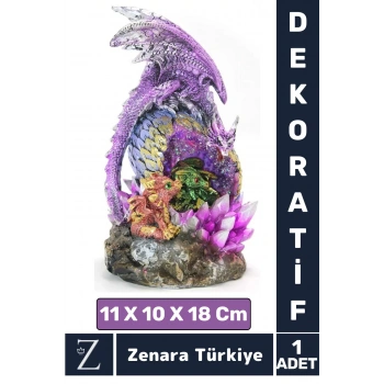 Premium Yüksek Kalite Çok Şık Dekoratif Hediyelik Özel Gün Biblo Koleksiyon POLYESTER DRAGON AİLESİ