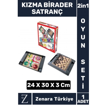 Premium Eğitici Eğlenceli Çocuk Yetişkin Strateji Zeka Kızma Birader Satranç 2 in 1 OYUN SETİ