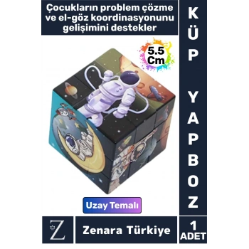 Eğitici Problem Çözme El Göz Koordinasyonu Geliştirici Eğlenceli Uzay Temalı Çocuk KÜP YAPBOZ