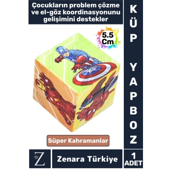 Eğitici Problem Çözme El Göz Koordinasyonu Geliştirici Eğlenceli Süper Kahramanlar Çocuk KÜP YAPBOZ