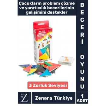 Eğitici Görsel Algı Yaratıcılık Koordinasyon Gelişimi 3 Zorluk Seviyeli MANYETİK TANGRAM