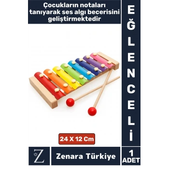 Çocuk Oyun Eğitici Müzik Aletleri Ses Algısı Tanıma Tın Ton Ayarlı Eğlenceli AHŞAP RENKLİ KSİLOFON