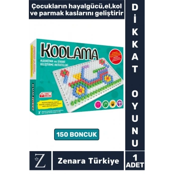Çocuk Eğlenceli El Kol Parmak Kasları Hayalgücü Geliştiren Dikkat Beceri Oyunu 150 Boncuklu KODLAMA