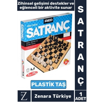 Zihinsel Gelişim Mantık Odaklanma Öngörü Problem Çözme Beceri Ahşap Platformlu Plastik Taşlı SATRANÇ